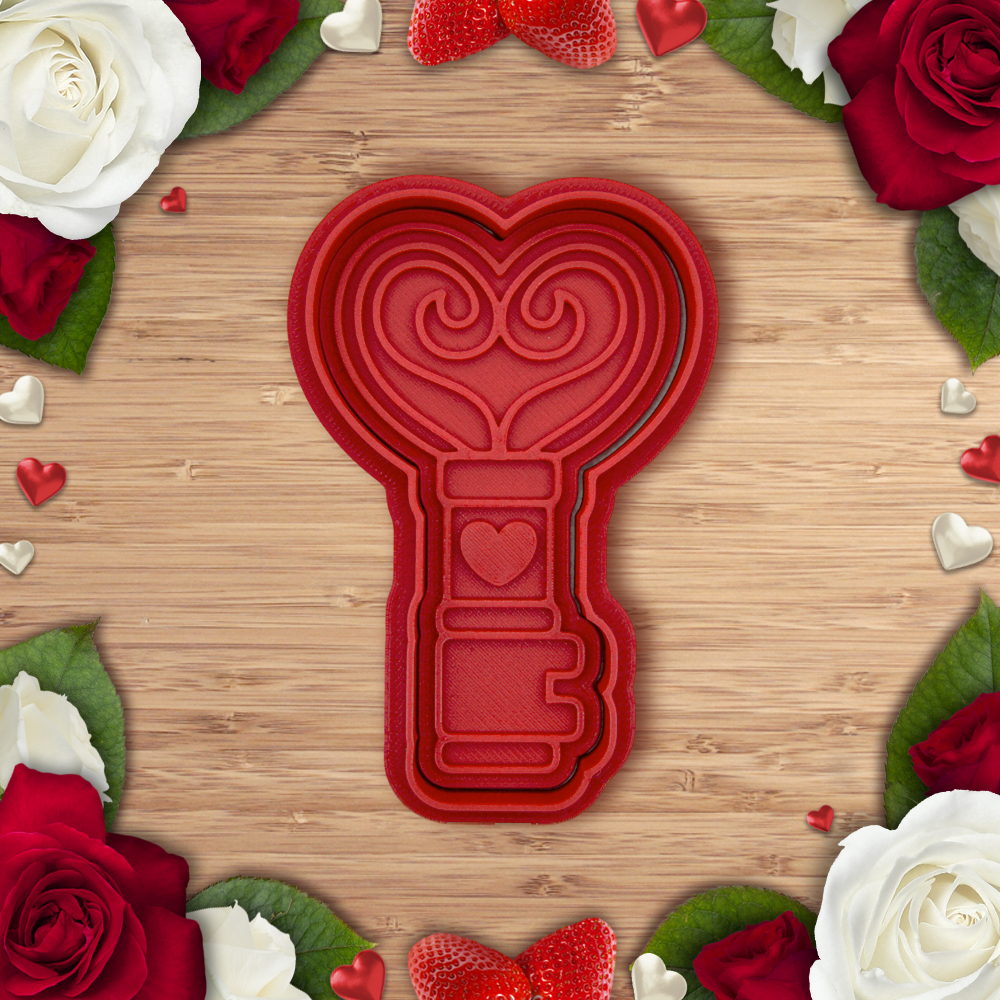 Khuôn Cắt/In Bánh Valentine - Chìa Khóa Trái Tim