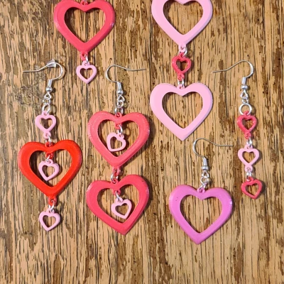 Bông Tai Tim Nhiều Tầng Có Biến Thể