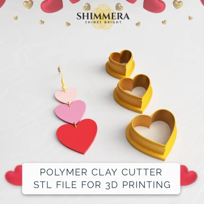 Khuôn Cắt Đất Sét Hình Ba Trái Tim Nhân Ngày Valentine