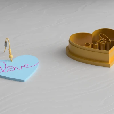 Khuôn Cắt Đất Sét STL Hoa Tai Tình Yêu Valentine