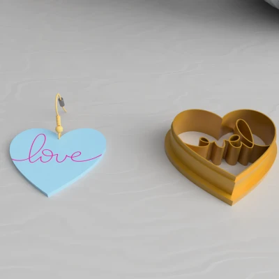 Khuôn Cắt Đất Sét STL Hoa Tai Tình Yêu Valentine