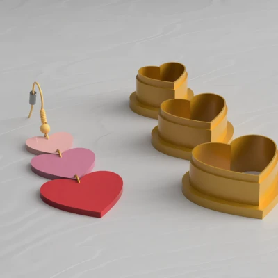 Khuôn Cắt Đất Sét Hình Ba Trái Tim Nhân Ngày Valentine