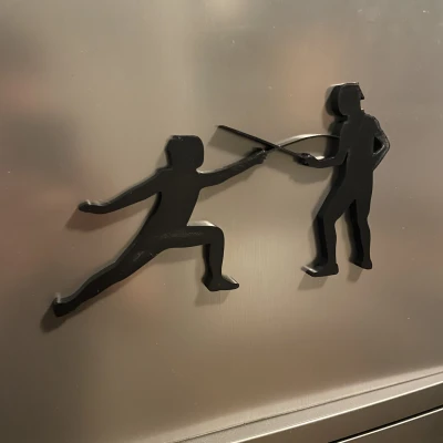 Tranh Trang Trí Tường Kiếm Thuật Art Deco Gắn Tủ Lạnh