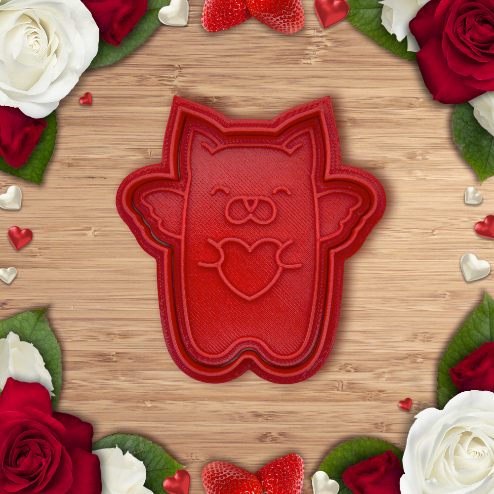 Khuôn Cắt Bánh Valentine Mèo Yêu Thương