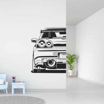 Tranh Treo Tường Silhouette Nissan Skyline R34 2D