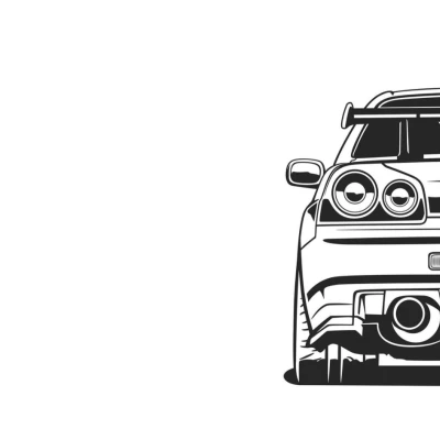 Tranh Treo Tường Silhouette Nissan Skyline R34 2D