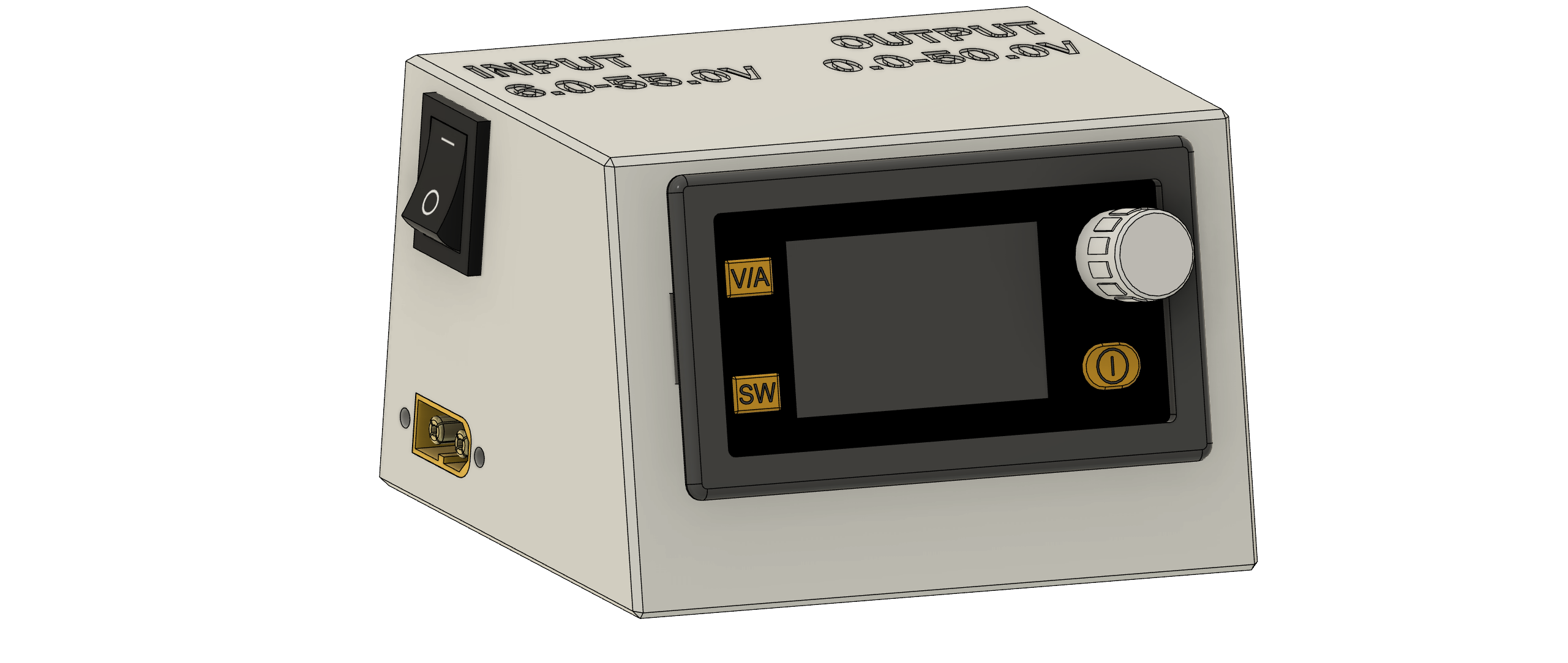 Vỏ nguồn XY5005E/XY5008E có đầu nối XT60 và jack DC