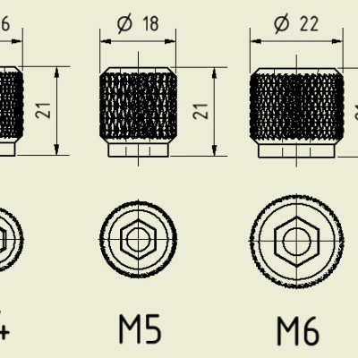 Ốc Vặn/Nút Vặn/Đai Ốc Ren Hoa Văn M3, M4, M5, M6, M8