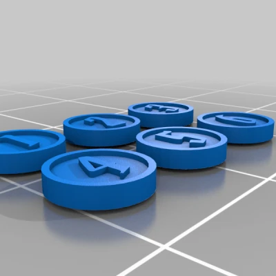 Token Đánh Số Kẻ Thù Gloomhaven - In Resin Phẳng Trên Khay