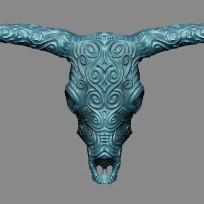 Đầu Lâu Bò Hoa Văn Tinh Xảo