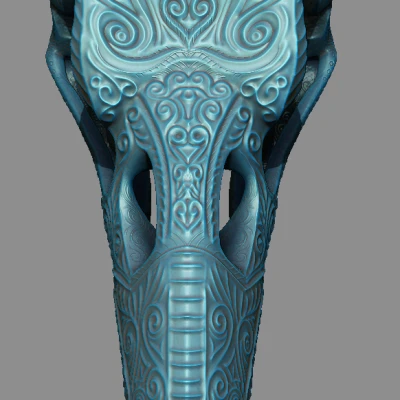 Hộp Sọ Quạ Trang Trí Tinh Xảo Với Hoa Văn Cuộn