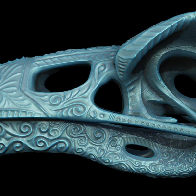 Hộp Sọ Quạ Trang Trí Tinh Xảo Với Hoa Văn Cuộn