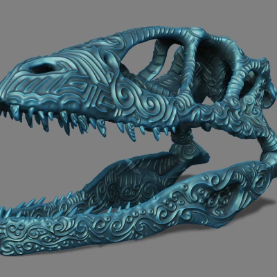 Hộp Sọ Khủng Long Bạo Chúa Có Họa Tiết Hoa Văn Cổ Điển