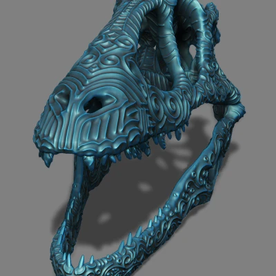 Hộp Sọ Khủng Long Bạo Chúa Có Họa Tiết Hoa Văn Cổ Điển