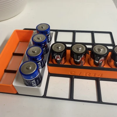 Hộp đựng pin Gridfinity C / R14 / LR14 và miếng đệm