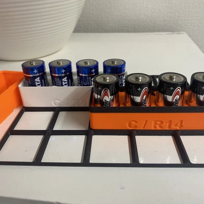 Hộp đựng pin Gridfinity C / R14 / LR14 và miếng đệm