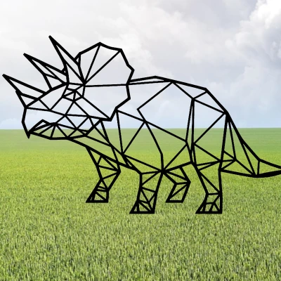 Trang Trí Tường Hình Khủng Long Triceratops Hình Học