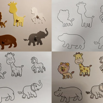 Mẫu động vật hoang dã châu Phi tập vẽ