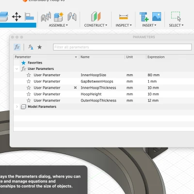 Khung thêu (Tham số hóa F360)