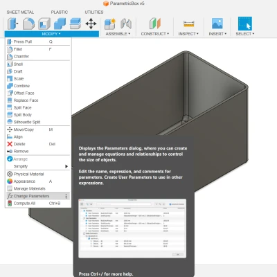 Parametric Box (Fusion 360)