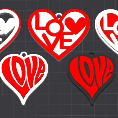 5 Mẫu Charm Tim Trái Tim Cho Móc Khóa/Dây Chuyền Valentine