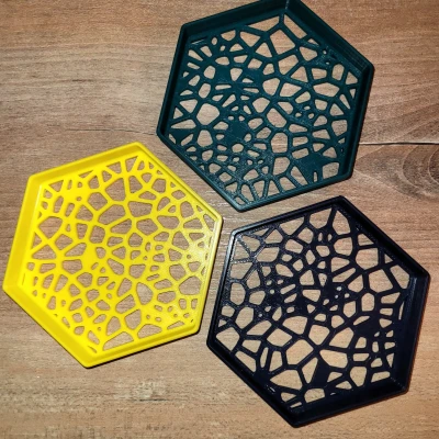 Khay Lục Giác Voronoi Xếp Chồng, 3 Kích Cỡ với 3 Họa Tiết Mỗi Loại