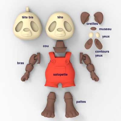 Mô Hình Gấu Trúc Khớp Nối 3D