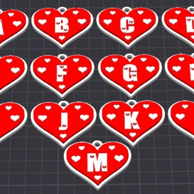 Bộ Chữ Cái Trái Tim Tình Yêu 1/2 - Móc Khóa / Charm Dây Chuyền Valentine