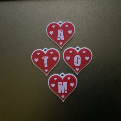 Bộ Chữ Cái Trái Tim Tình Yêu 1/2 - Móc Khóa / Charm Dây Chuyền Valentine