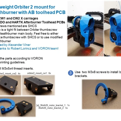 Giá đỡ Orbiter2 nhẹ cho VORON Stealthburner với AB toolhead PCB
