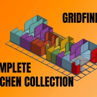 Bộ sưu tập nhà bếp Gridfinity Hoàn chỉnh (Kèm các mảnh mở rộng dạng mô-đun)