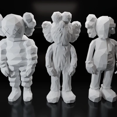 Mô Hình KAWS Phong Cách Low-Poly (XX)