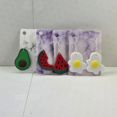 Bông Tai Dưa Hấu, Trứng, Pizza và Bơ - Phần 1 Bông Tai Đồ Ăn - In Lớp Không Cần AMS