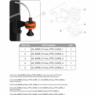 CREALITY K1max - DẪN ỐNG PTFE [CHO K1max LID RISER V3 - KHUNG MỞ RỘNG]