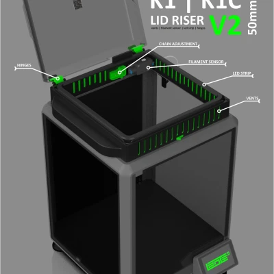 CREALITY K1 | K1C | K1SE - BỘ NÂNG NẮP V2 [Chiều cao 50mm]