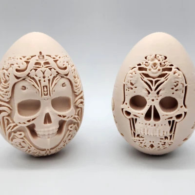 2 Trứng Đầu Lâu Chạm Khắc