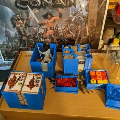 Bộ organizer/hộp đựng cho board game Conan (Monolith) có bọc bài + 2 expansion