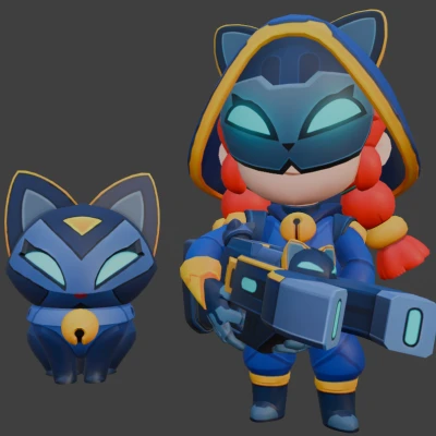 Mô Hình Jessie Hắc Miêu - Cat Burglar Jessie - Brawl Stars