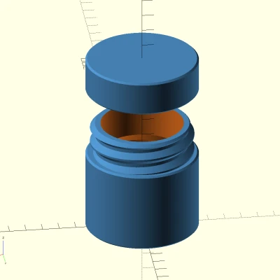 Hộp Tròn Tùy Chỉnh OpenSCAD Có Nắp Vặn / Chai Đựng
