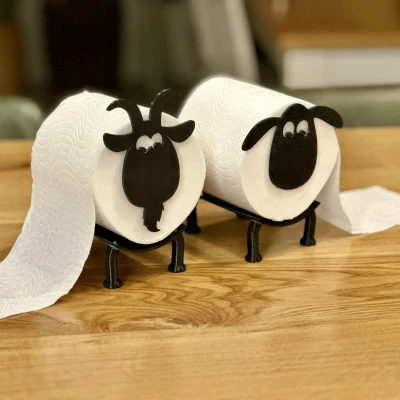 Kệ Giữ Cuộn Giấy Vệ Sinh/Khăn Giấy Hình Cừu và Dê Siêu Tiện Lợi