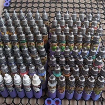 Giá đỡ sơn Multiboard/Pegboard 24 chai (25mm) có khe cắt nhãn - Cho Vallejo, Army Painter, v.v.