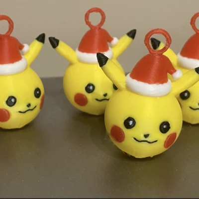 Móc Trang Trí Pikachu Mũ Noel - Mô Hình Pokémon Bauble In 3D