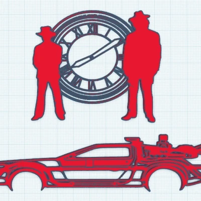 Biển Treo Tường Back to the Future - DeLorean & Tháp Đồng Hồ 15x20cm