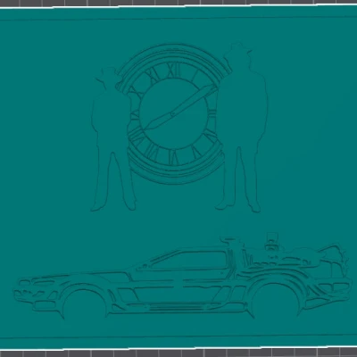 Biển Treo Tường Back to the Future - DeLorean & Tháp Đồng Hồ 15x20cm