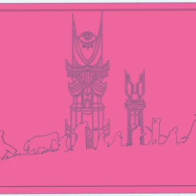 Khung Tranh Tường Silhouette Chúa Nhẫn 15x20cm - Đoàn Hộ Vệ và Tháp