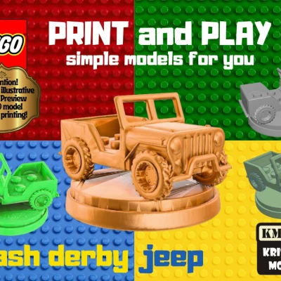 Xe Jeep Đụng Xe Kiểu Lego Minifig