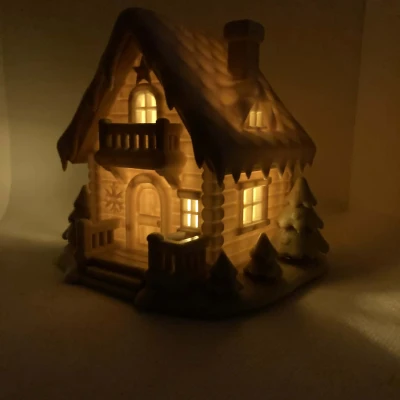 Căn Nhà Mùa Đông Tuyết Phủ - Ngôi Nhà Nến Tealight Với Cửa Sổ Phát Sáng