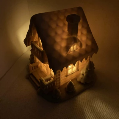 Căn Nhà Mùa Đông Tuyết Phủ - Ngôi Nhà Nến Tealight Với Cửa Sổ Phát Sáng