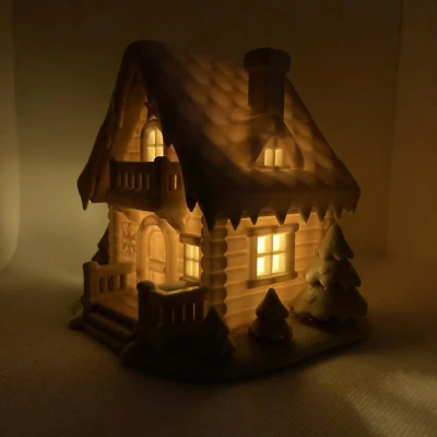Căn Nhà Mùa Đông Tuyết Phủ - Ngôi Nhà Nến Tealight Với Cửa Sổ Phát Sáng