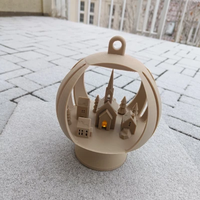 Bóng đèn Giáng sinh với Làng mùa đông & Nhà thờ